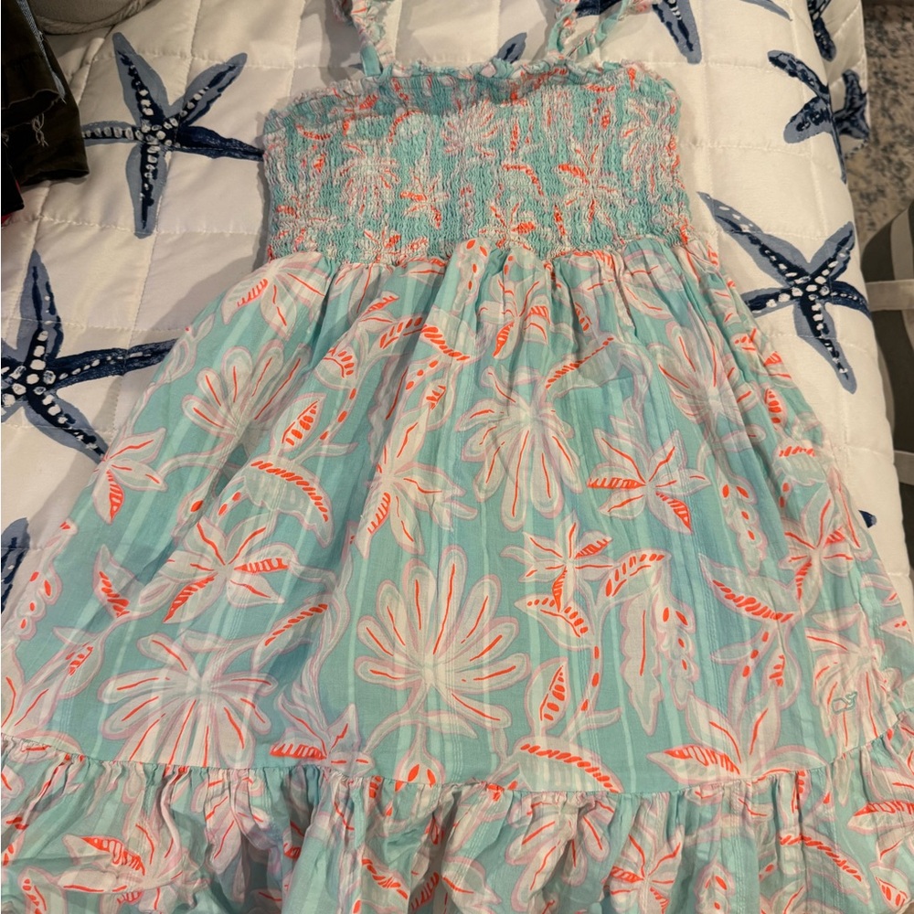 Vineyard Vines Aqua and Coral Kids Dress
